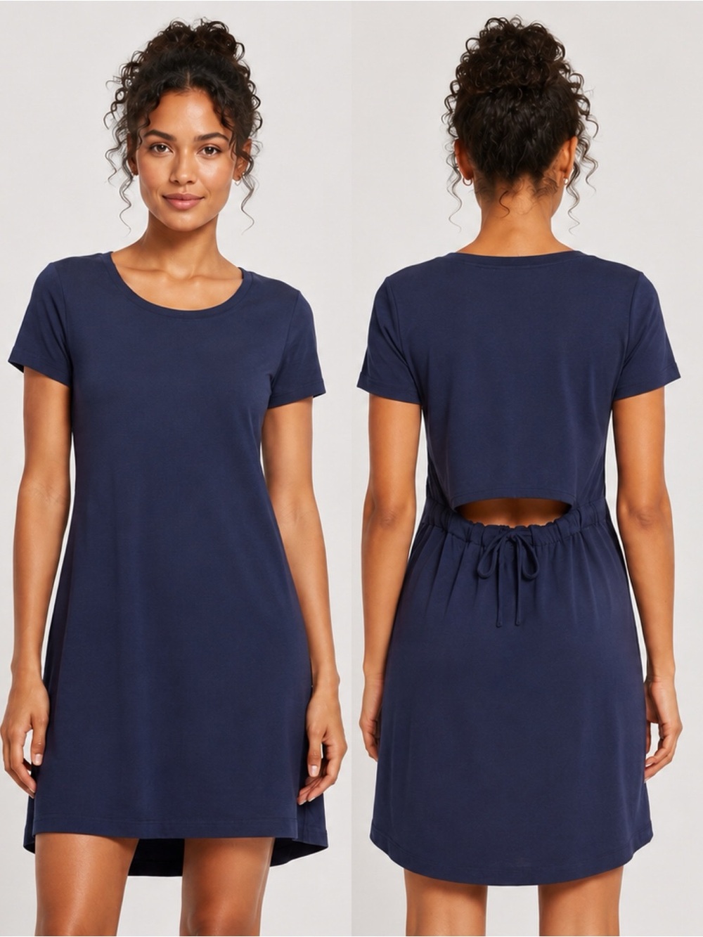 THEORY Liliana Cut Out T-Shirt Dress Navy Blue Casual Soft Pima Cotton Size L